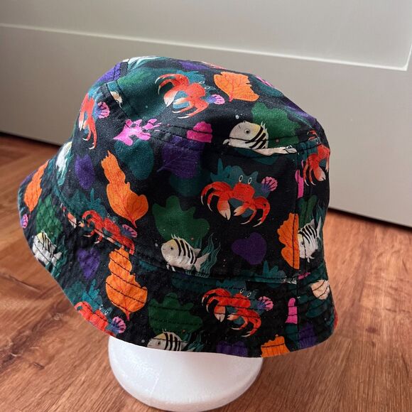 Disney Parks Ariel The Little Mermaid Reversible Bucket Hat Adult Ocean Animals - Picture 2 of 8